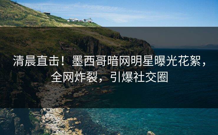 清晨直击！墨西哥暗网明星曝光花絮，全网炸裂，引爆社交圈
