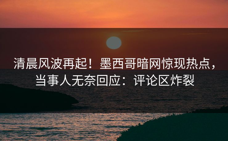 清晨风波再起！墨西哥暗网惊现热点，当事人无奈回应：评论区炸裂