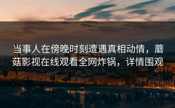 当事人在傍晚时刻遭遇真相动情，蘑菇影视在线观看全网炸锅，详情围观