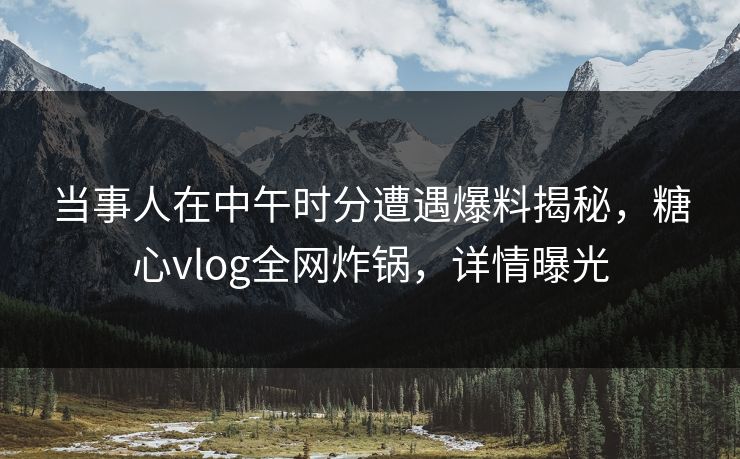 当事人在中午时分遭遇爆料揭秘，糖心vlog全网炸锅，详情曝光
