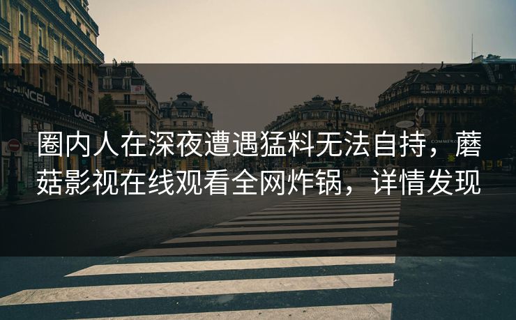 圈内人在深夜遭遇猛料无法自持，蘑菇影视在线观看全网炸锅，详情发现